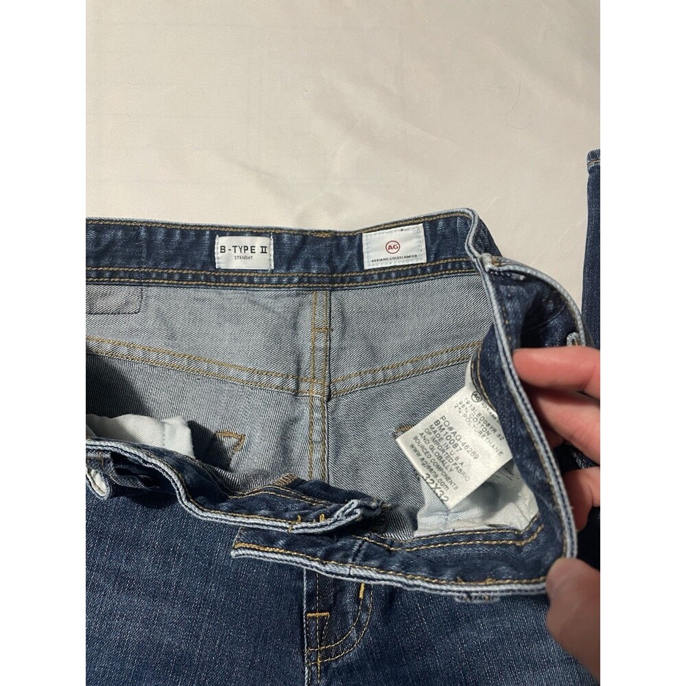 Adriano Goldshmied Jeans Mens 32x32 Blue Denim Pants B-Type II Straight - Picture 2 of 5